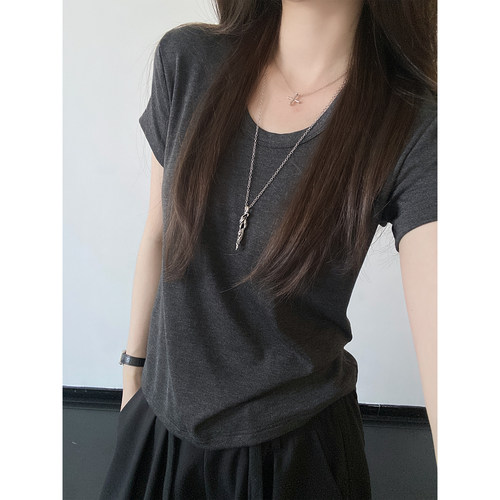 显瘦小飞袖设计感气质短袖T恤女