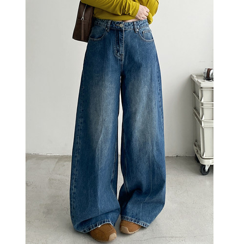 牛仔裤女秋季阔腿裤宽松长裤裤子