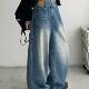 清仓价 宽松拖地裤 美式 黑色直筒牛仔裤 女春秋2025新款 阔腿裤 裤