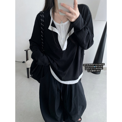 半开领防晒长袖T恤女夏季空调衫