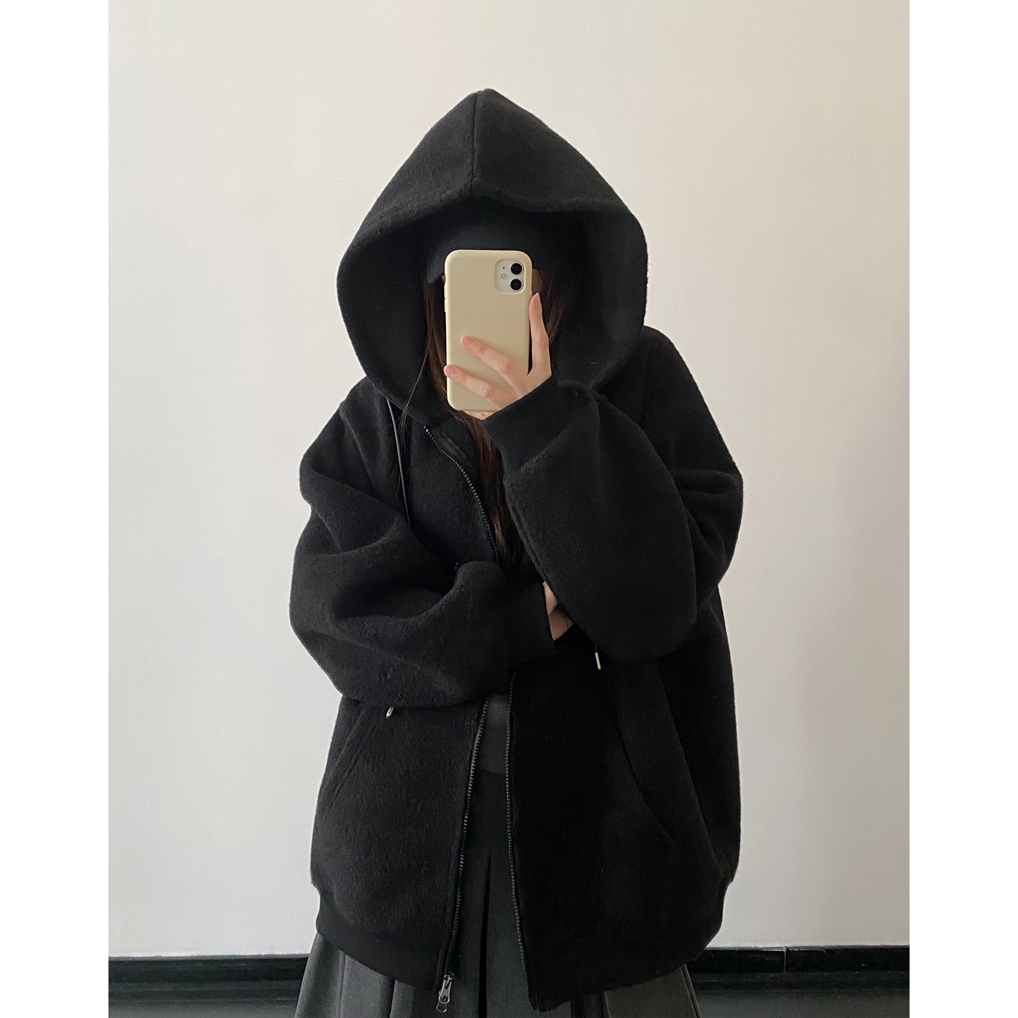 冬季卫衣加厚毛呢连帽卫衣外套女