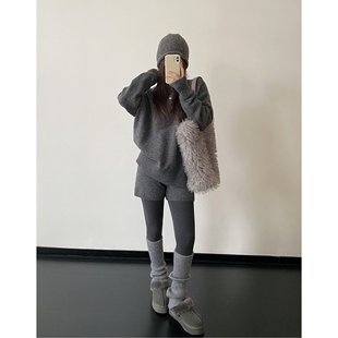 2025超火减龄灰色一整套高级感针织两件套毛衣 秋季 sun柚 穿搭套装