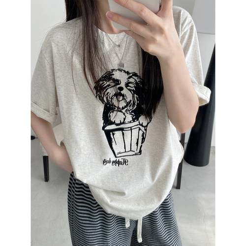 女春夏季新款宽松圆领白色上衣