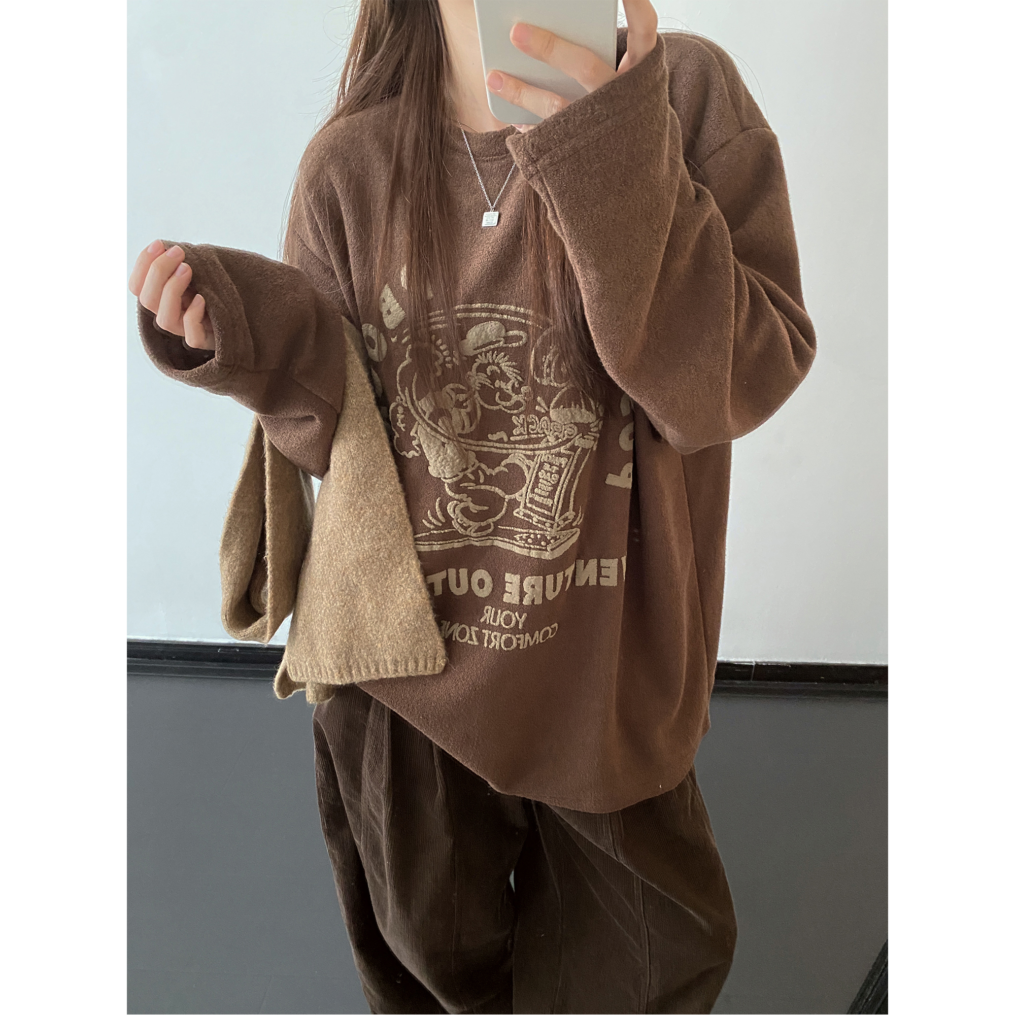 韩系设计感宽松套头打底衫上衣