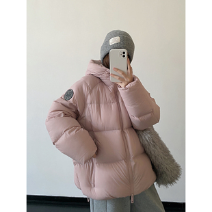 sun柚 立领连帽羽绒服女冬 黑标空气层90白鸭绒宽松防风保暖中长款