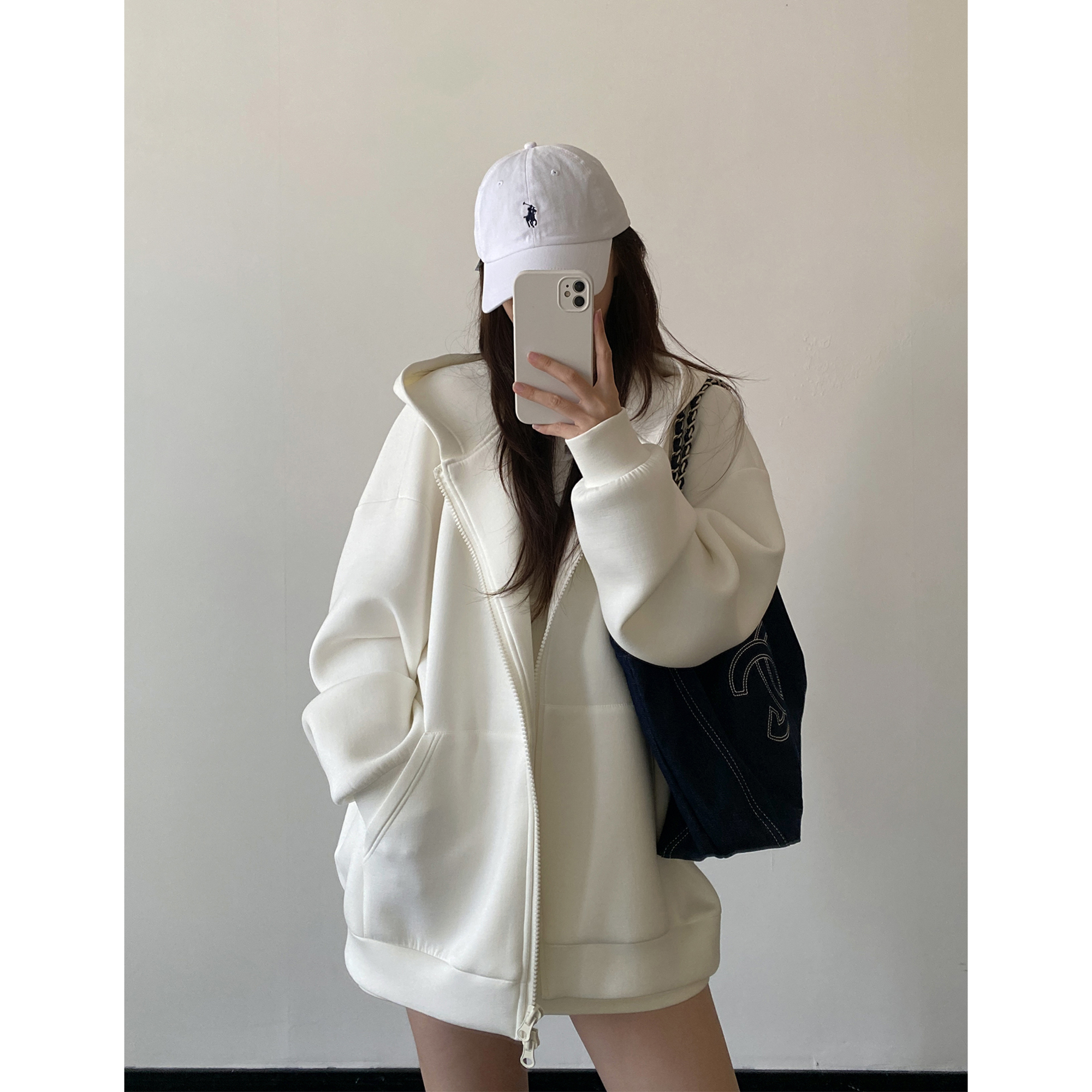 空气层宽松廓形卫衣外套短裙套装