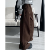 清仓价 银狐绒简洁直筒阔腿拖地裤 黑色加厚加绒牛仔裤 黑 棕