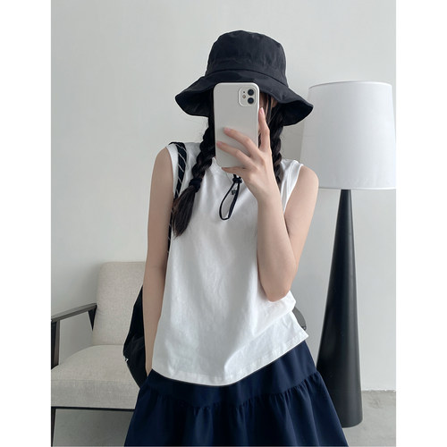 百搭圆领背心女夏季T恤宽松上衣