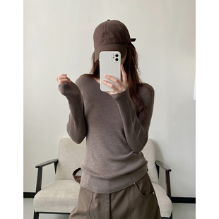 打底衫 sun柚 精致针织衫 上衣毛衣高级感显瘦新款 女 秋冬内搭修身