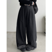 高腰直筒阔腿休闲裤 慵懒松弛感 女春秋款 拖地裤 子 长裤 清仓价