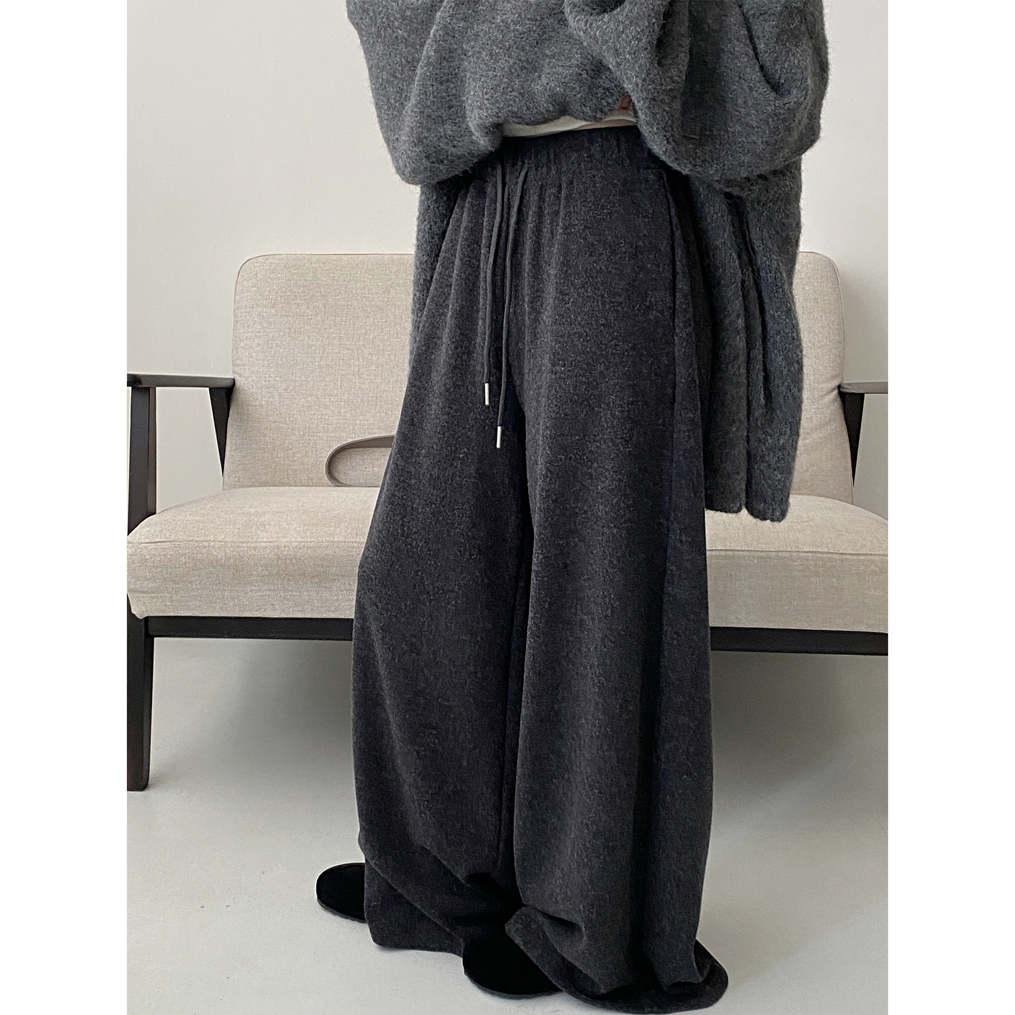 磨毛舒适休闲长裤女阔腿显瘦长裤