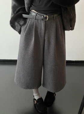 sun柚 专属秋冬的时髦七分裤毛尼质感宽松特供阔腿裤西装裤