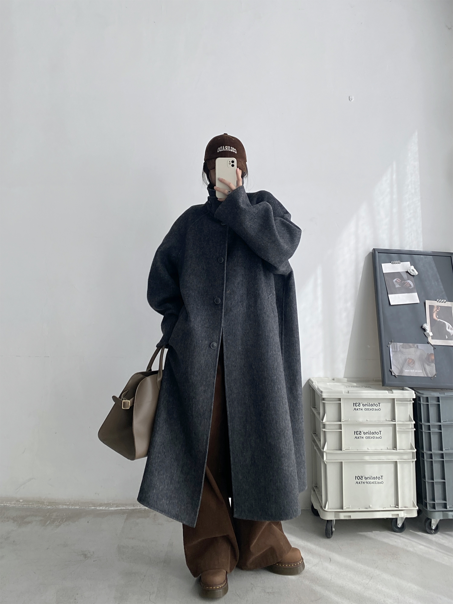 sun柚 经典系列鱿鱼毛呢大衣冬季质感高级双面毛呢羊毛外套女呢子