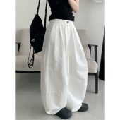 动量轨道 女韩版 夏季 sun柚 薄款 宽松直通裤 纯色松紧腰休闲裤