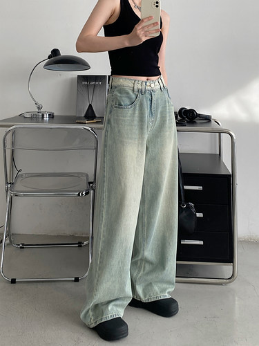 牛仔裤女宽松小众直筒显瘦长裤