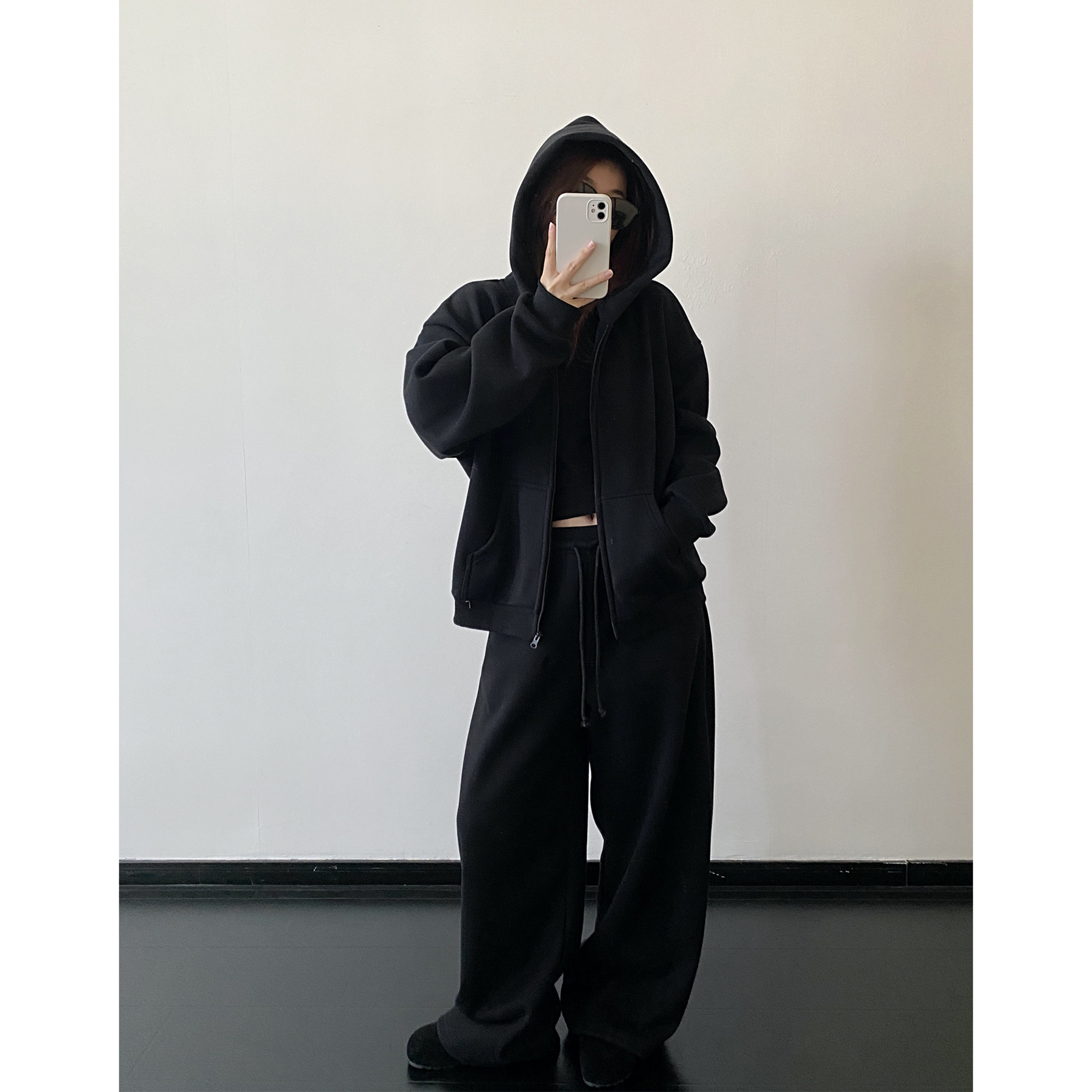 sun柚 '镇店'私服同色系三件套！加绒连帽卫衣卫裤修身打底衫套装,女装/女士精品,时尚套装,淘宝优惠券,粉丝福利购,淘宝优惠卷