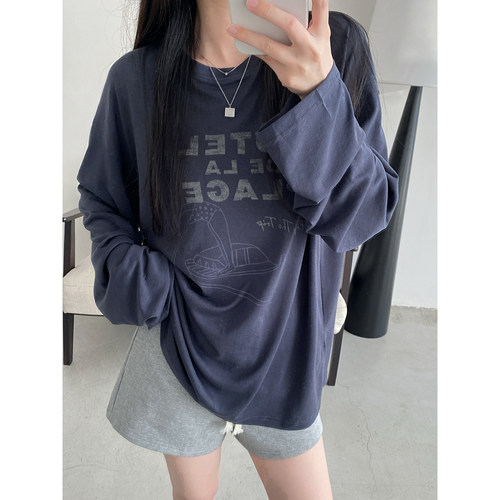 天丝长袖t恤女夏宽松显瘦上衣