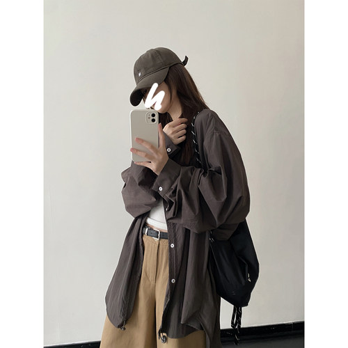 抽绳设计衬衫式风衣外套上衣女