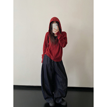 sun柚 宽松针织春秋连帽开衫毛衣外套女拉链慵懒风短款长袖针织衫