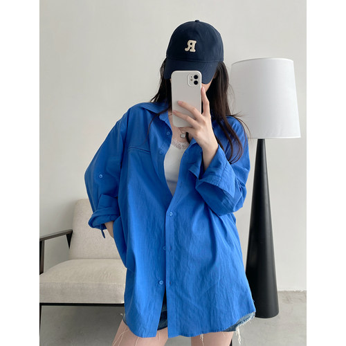 口袋/拼缎麻衬衫女夏休闲上衣