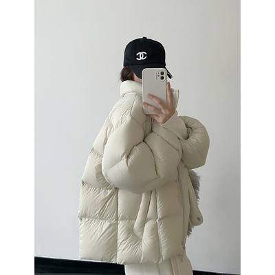 可脱卸连帽90白鸭绒羽绒服秋冬