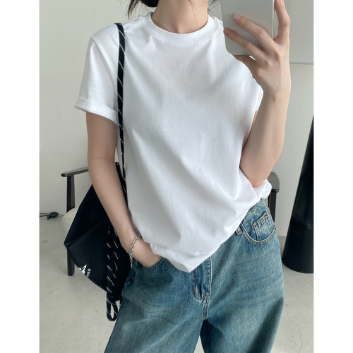 简约百搭短袖t恤女夏季显瘦上衣