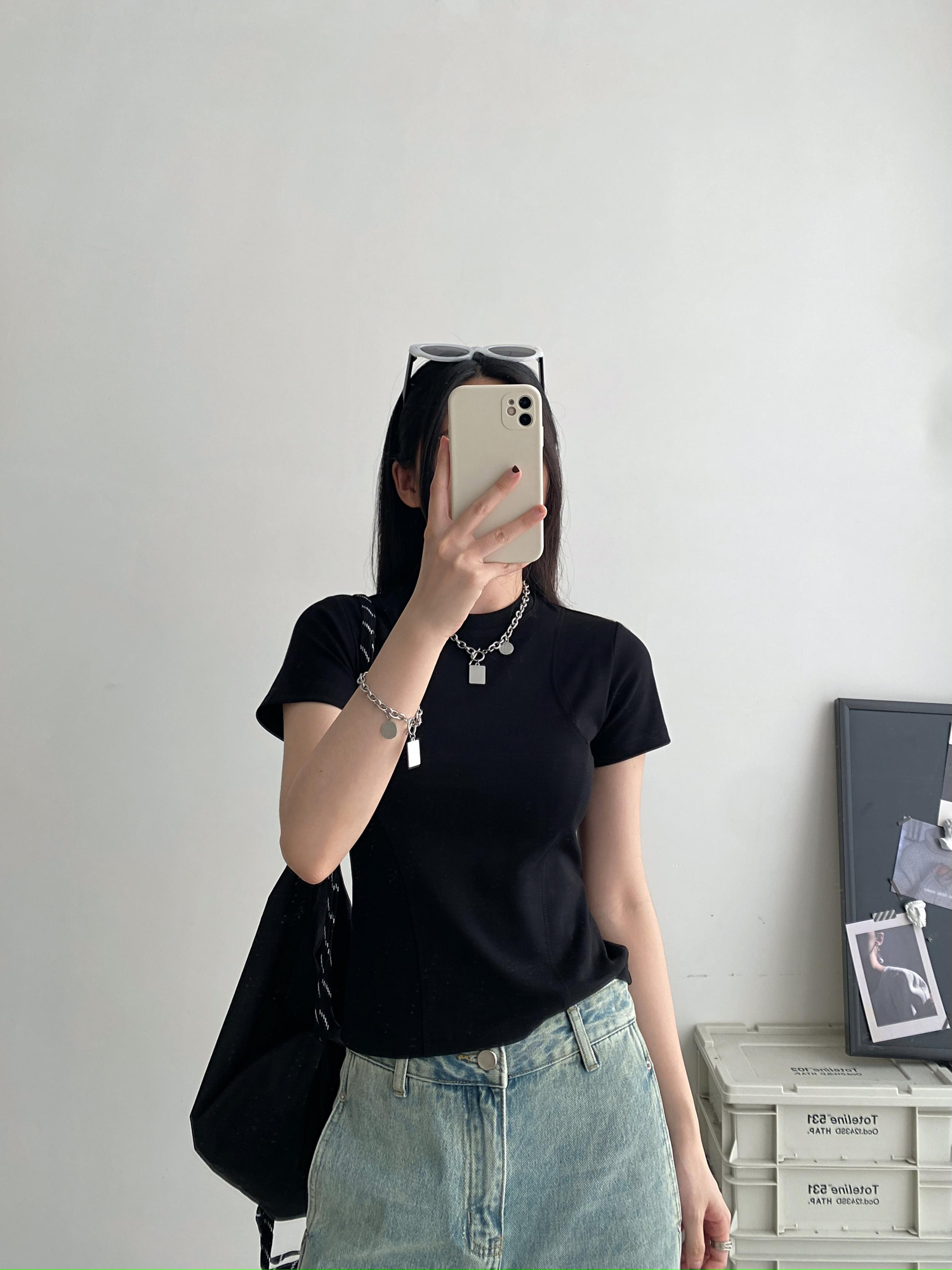 长/短袖t恤女小众正肩打底衫