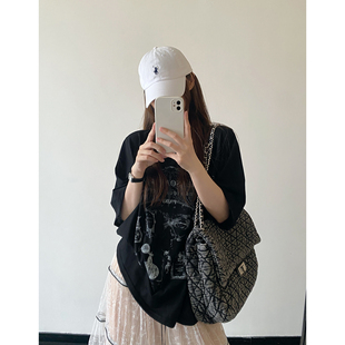 sun柚 斑驳做旧tee酷酷文艺感做旧复古图案宽松短袖T恤女夏