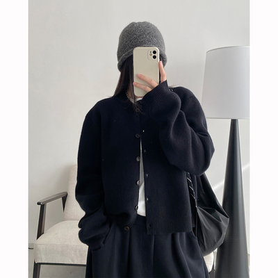 针织衫柔软舒适绵羊毛开衫外套
