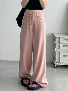 显瘦宽松直筒牛仔裤 清仓价 天丝莱赛尔舒适垂感薄窄版 女 休闲裤