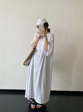 短袖连衣T恤裙透透夏日叠搭裙