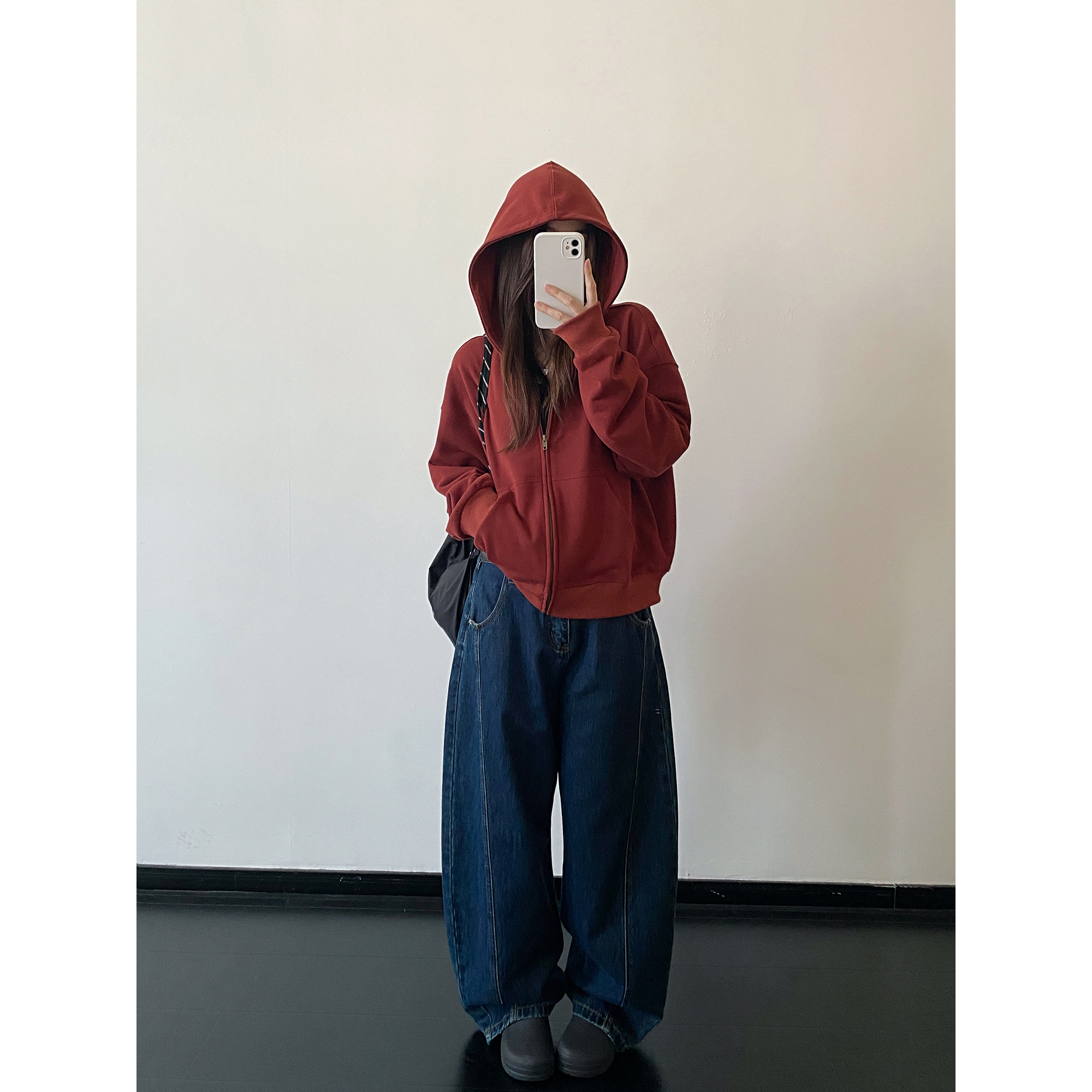 sun柚 韩版纯色连帽卫衣春秋开衫外穿上衣日常通勤宽松百搭短外套