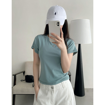 纯色短袖T恤基础好穿明线设计感
