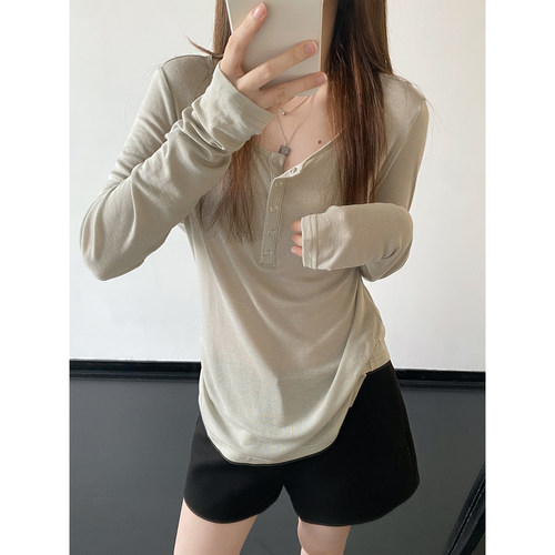 纸片人酥糊炸裂扣子防晒t