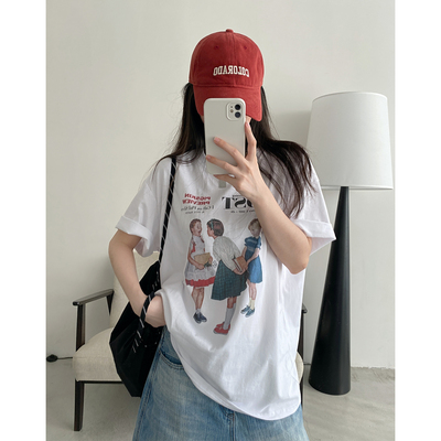 短袖T恤女夏休闲宽松显瘦上衣