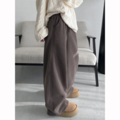 sun柚 女 宽松阔腿休闲裤 科技自发热秋冬季 baby绒加绒加厚香蕉卫裤