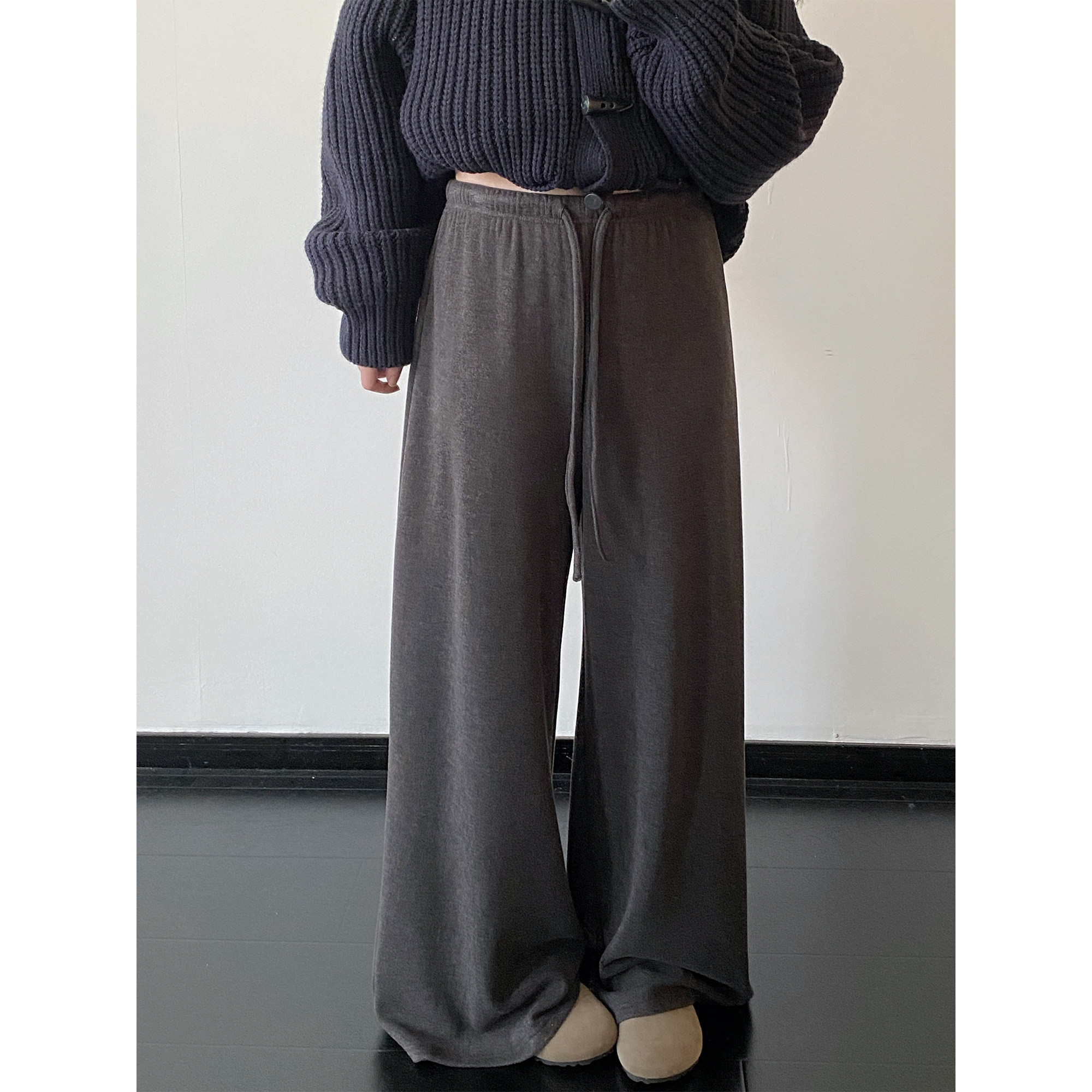 sun柚【暖糯序章】羊毛慵懒松弛感宽松休闲裤女秋季直筒垂感裤子,女装/女士精品,卫裤,淘宝优惠券,粉丝福利购,淘宝优惠卷