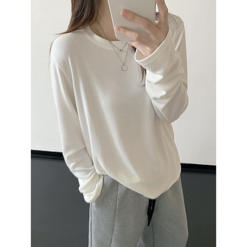 羊毛蚕丝针织衫圆领显瘦长袖上衣