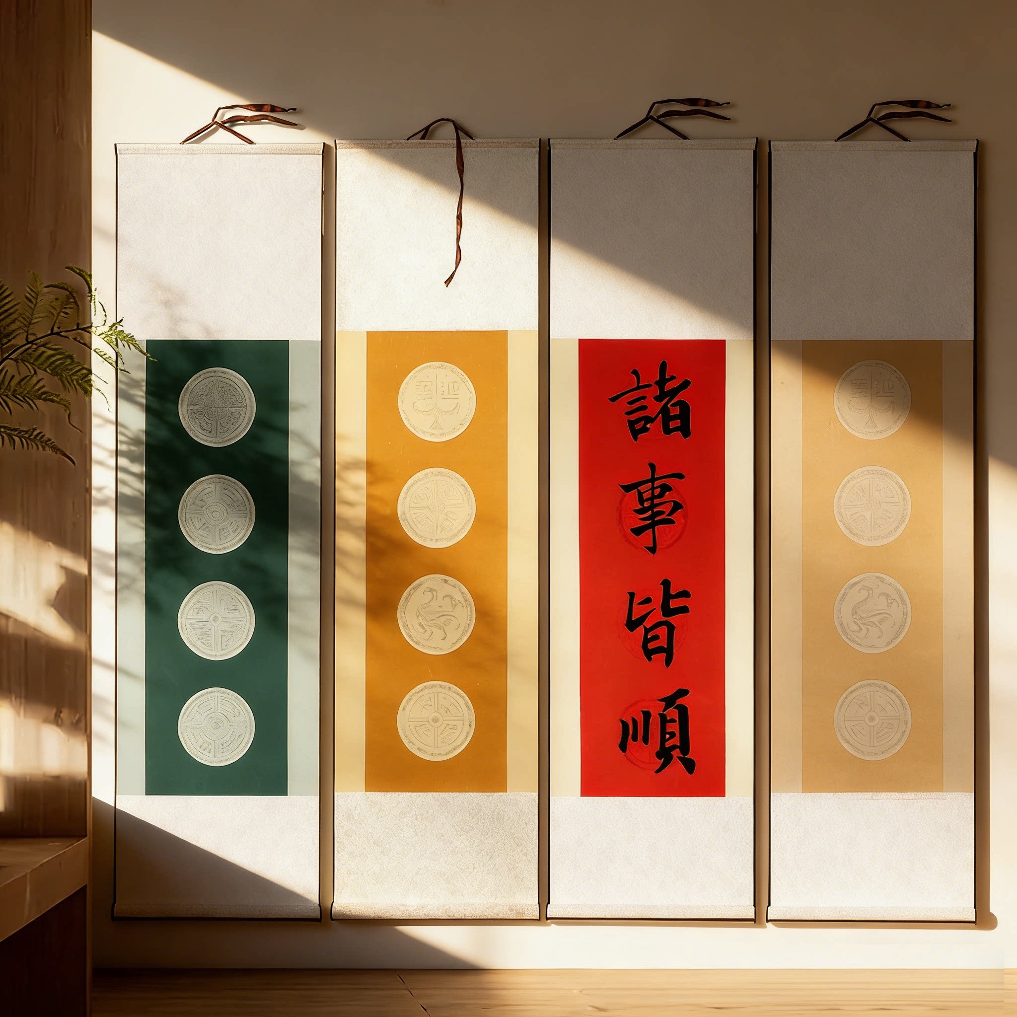 草木堂四字卷轴横竖幅全绫布精装裱四尺四开空白四言格子中楷毛笔书法作品纸创作挂轴半生半熟软笔专用宣纸