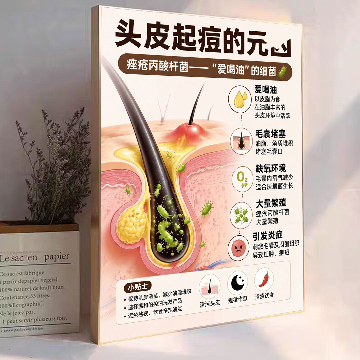 头疗店墙面装饰头皮护理海报挂画