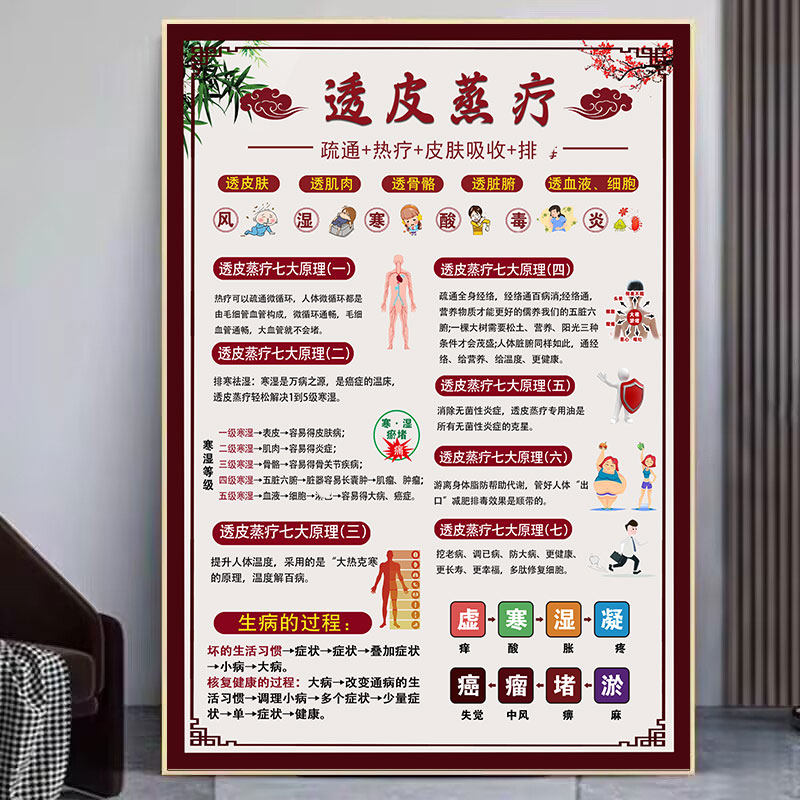 透皮蒸疗海报中药熏蒸广告太空蒸舱熏蒸宣传画汗蒸挂画中医养生图