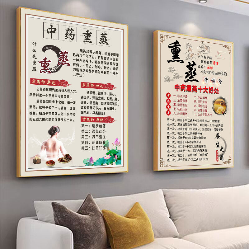 中药熏蒸海报熏脚图片的好处透皮蒸疗挂画理疗馆装饰画养生广告图
