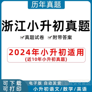 2024年浙江省小升初历年真题语文数学英语习题Word版 解析答案杭州嘉兴台州宁波 小学升初中试题一二三四五六年级上下册试卷电子版