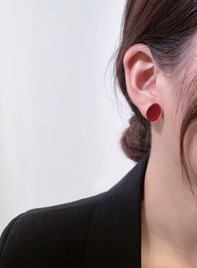 红色耳环高级感独特轻奢小众耳钉2026新款爆款耳饰女气质银针时尚