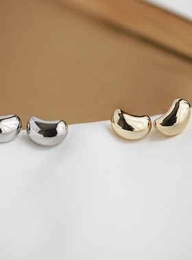 Cider 小蚕豆金色简约耳钉冷淡风中性耳环2021年新款百搭日常