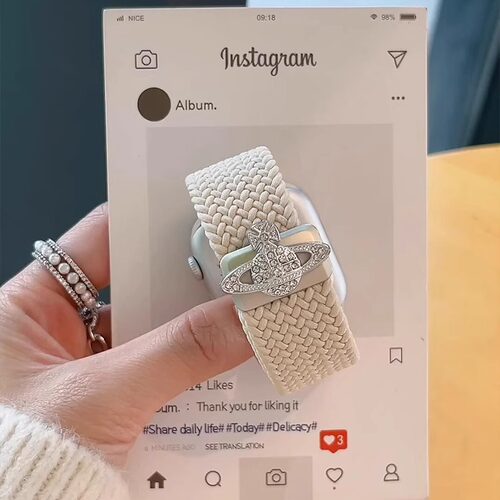 苹果手表iwatch10表带西太后闪钻尼龙磁吸扣适用applewatch98表带