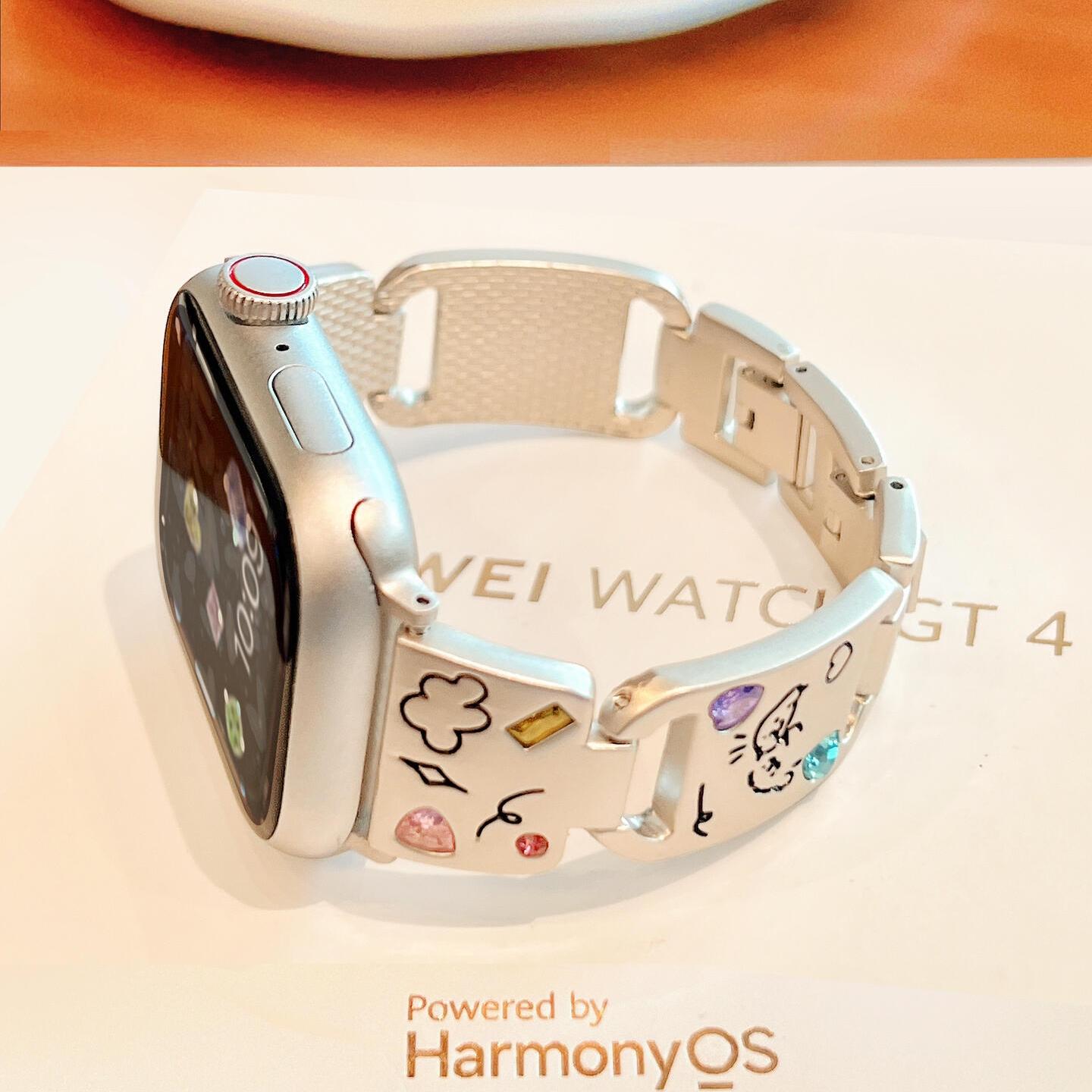 iwatch10表带彩钻金属可爱小狗适用苹果手表applewatch高级感链条