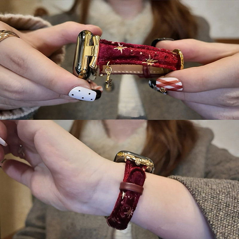 苹果手表iwatch11表带土星扣丝绒皮质适用applewatch10代se高级感,智能设备,智能手表手环表带/腕带,淘宝优惠券,粉丝福利购,淘宝优惠卷