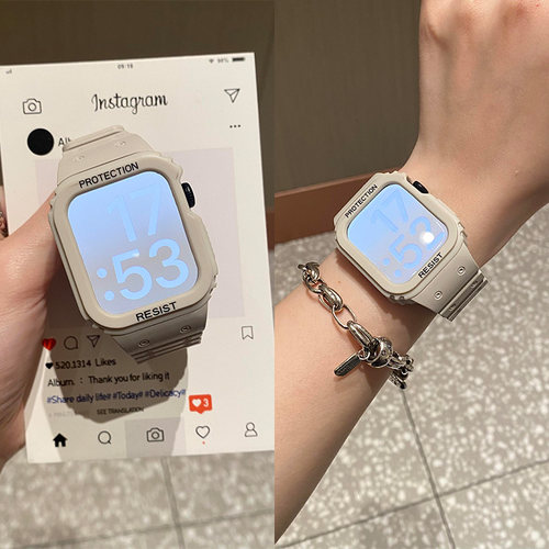 一体磁吸硅胶透气applewatch表带