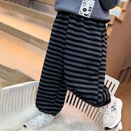 男女童宽松休闲条纹卫裤春季新品